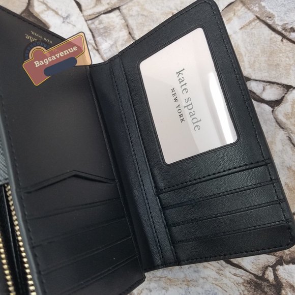 #bagsavenue Staci Colorblock Medium Compact Bifold Wallet Warm Beige Kate Spade - Picture 8 of 9